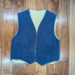 1970's Vintage Denim & Shearling Vest (L)
